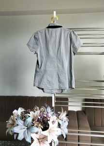 Gray Short Sleeve Blouse