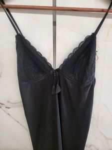 Black Lace Trimmed Nightgown