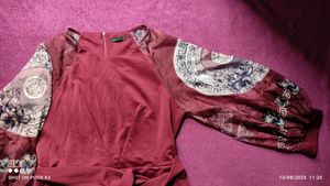 Burgundy Tie-Waist Dress
