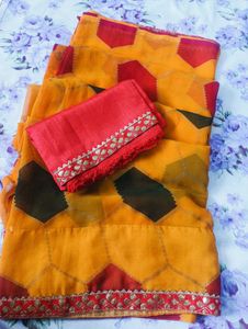 Elegant Yellow Saree🧡❤
