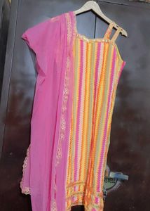 Multi Striped Printed Sharara Suit for 36 Bust