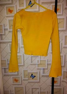 Yellow Long Sleeve Crop Top
