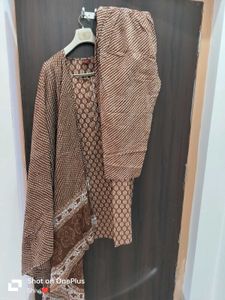 Brown Printed Kurta Set