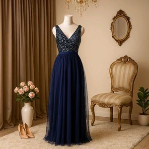 Elegant Navy Blue Maxi Dress