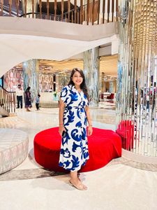 Blue & White Floral Midi Dress