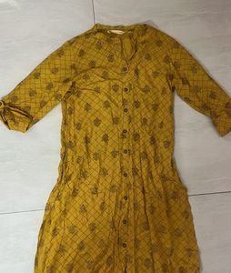 Yellow Printed Kurta Dress