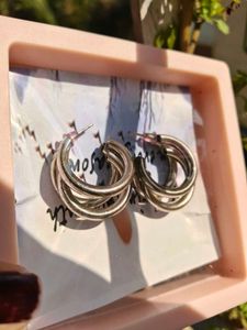 Triple Hoop Silver Earrings
