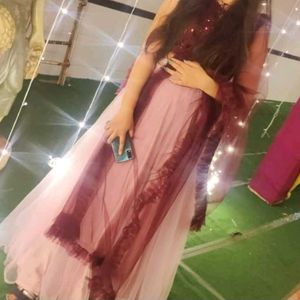 Burgundy &amp; Pink Lehenga Choli