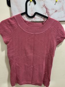 Pink Ribbed Knit Top