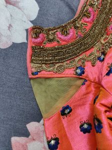 Pink Shade Gown With Net Dupatta