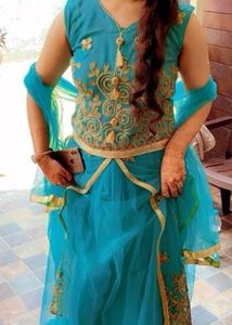 Teal Embroidered Anarkali Dress