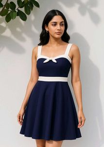 Navy & White Fit & Flare Dress