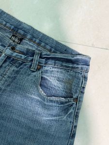 Vintage Wash Denim Jeans Embroidery Work Backside