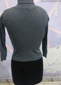 High Neck Grey Top