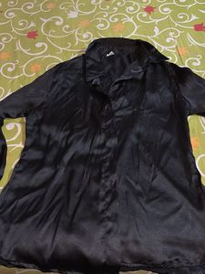 Silky Black Button-Down