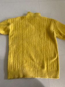 Yellow Knit Turtleneck Sweater