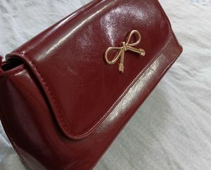 Chic Burgundy Bow Shoulder Bag