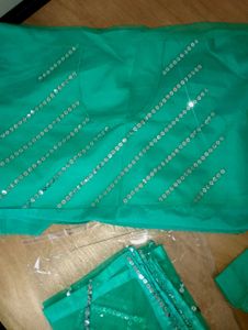 Emerald Green Sequin Unstiched Lehanga