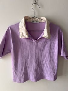 Zara Ribbed Polo Top