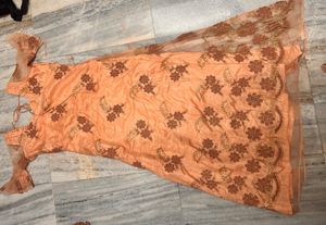 Peach Coloured Long Dress For Festive/wedding