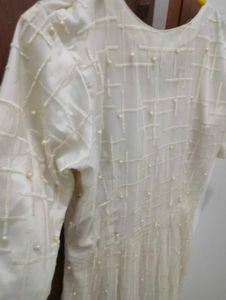 Elegant Ivory Pearl Embellished Dress