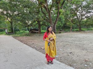 Anubhuti Branded Red N Yellow Party Wear Suit