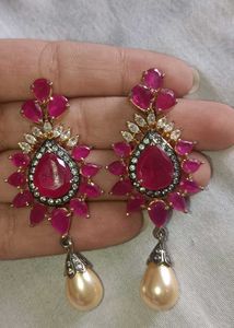 Ruby &amp; Pearl Statement Earrings