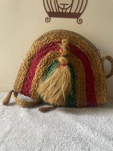 Vintage Jute Rainbow Clutch