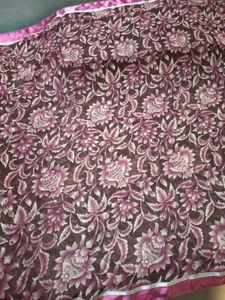 Used SyntheticChiffon MagentaColor LaceBorder Sare