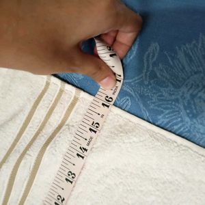 White Bath Towel With Beige Stripes