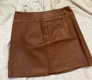 Brown Faux Leather Mini Skirt