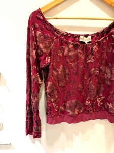 Floral Velvet Bardot  Top