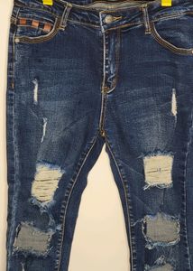 DOLCE &amp; GABBANA- EXTREME DISTRESSED DENIM BLUE JEANS FOR WOMEN