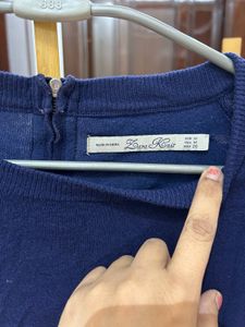 Navy Blue Knit Long Sleeve Top