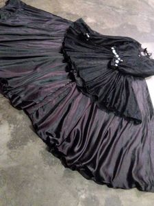 Black Embellished Dress with Cape