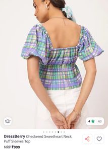 Dressberry Sweetheart Neck Puff Sleeve Top