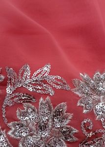 Pink Saree with Silver Embroidery