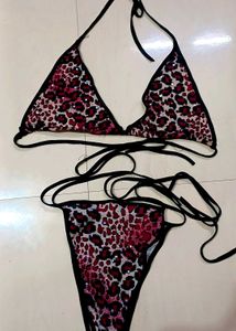 Glam Red Leopard Bikini