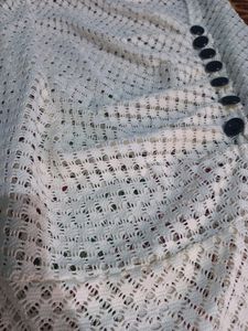 White Crochet Button-Up Top