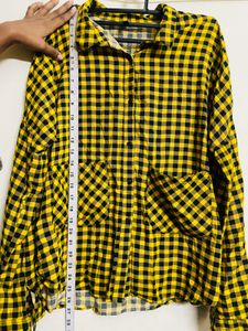 Yellow and Black Plaid Shirt