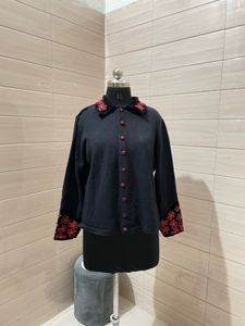 Vintage Pintresty Embroidered Black Cardigan