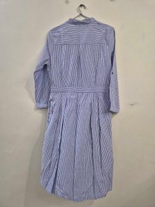 Striped Embroidered Shirt Dress