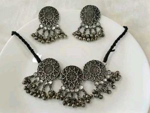 Oxidized Silver Choker Set