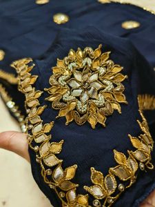 Pure Georgette Rolling Saree Gotta Patti Work