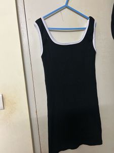 Black Mini Dress with White Trim