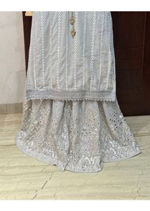 Grey Gotta Patti Embroidered Flared Bottom Set