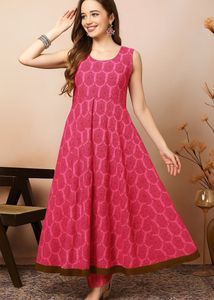 Long Anarkali-Style Kurti Dress