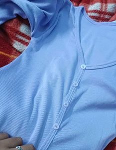 Blue CUTE front Button Style Top 🪷