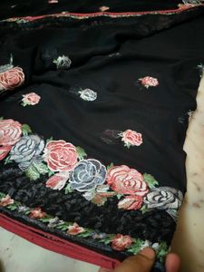 Elegant Flower black 🖤 saree