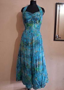 Vintage Blue Halter Dress